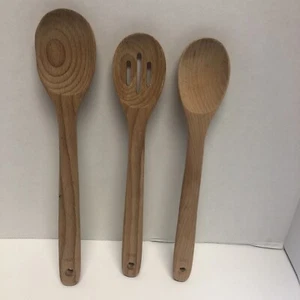 OXO 3 Beech Wood Wooden Spoon Cooking Serving Set Of 3 - Picture 1 of 6