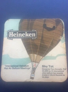 Vintage Beer Mat Advertising Heineken Lager Hot Air Balloon Meeting Shy Tot - Picture 1 of 2