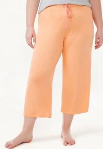 Joyspun Women’s plus Cropped Knit Sleep Pants orange drawstring Mid-rise Pull-on - Picture 1 of 4