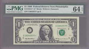 COLLECTORS ITEM #24 - STAR NOTE $1 - 18045577 - FR#1924-C* PMG 64 - evTT762 - Picture 1 of 2