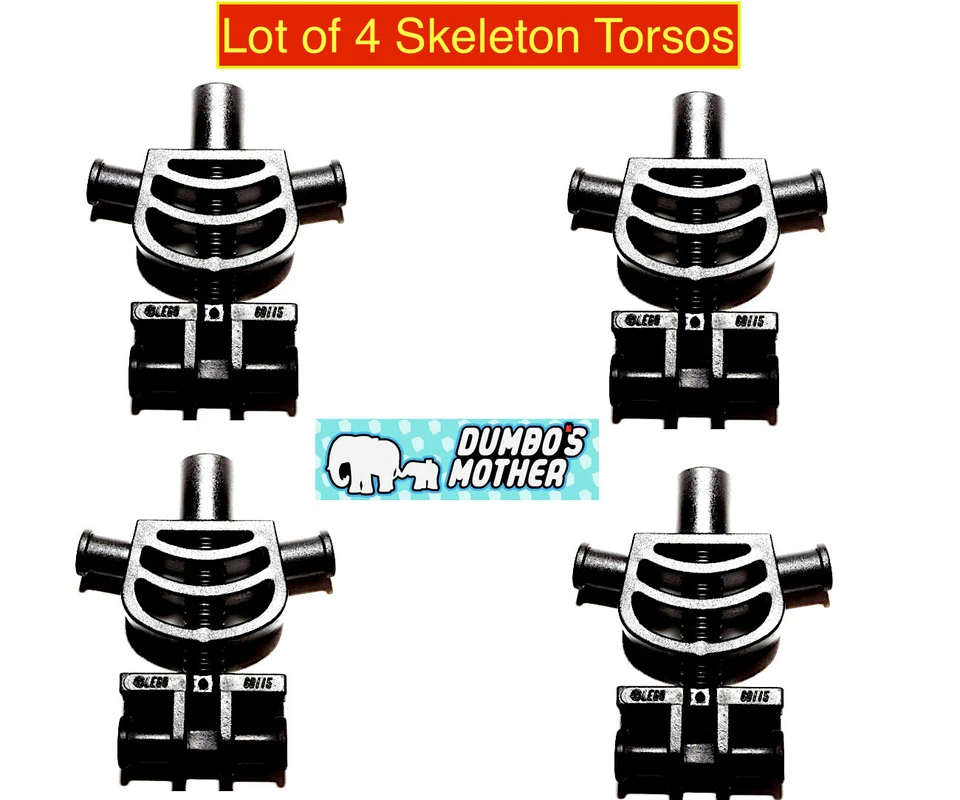 Lego Negro Esqueleto Torso Grueso Hombro Alfileres Castillo Halloween Minecraft NUEVO Foto 1 de 1
