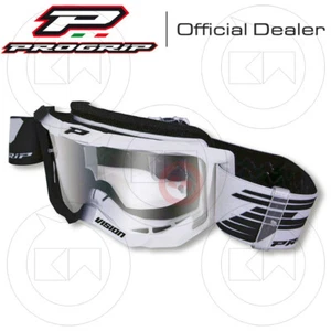 MASCHERA PROGRIP OCCHIALI MOTO CROSS ENDURO 3300 Nero/Bianco, Lente Trasparente - Imagen 1 de 3