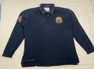 Lords Of Rugby Men’s XL Vintage Rugby Shirt Black Embroidered Logos - Picture 1 of 11