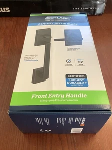 NEW SEALED Schlage Century Matte Black Latitude Entry Door Handleset Grip B54 - Picture 1 of 2