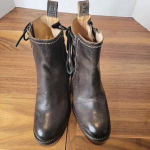 Bed Stu Blaire Wm Size 5.5 US and 36 EUR Stacked Heel Leather Ankle Boots Black - Picture 1 of 8