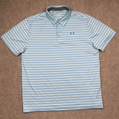 Camisa Polo Under Armour Playoff Para Hombres XL Azul Rayas Manga Corta Elastizada Foto 1 de 4