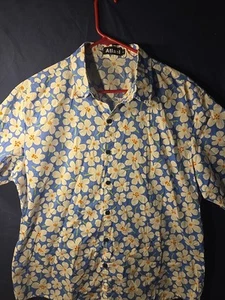 Atlani Big Daisy Print Mens Shirt Light Blue Short Sleeve XL - Picture 1 of 5