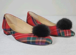 Talbots Edison Damen-Bommelschuhe rot Pop bunt kariert Schottenmuster US 9 M - Bild 1 von 17