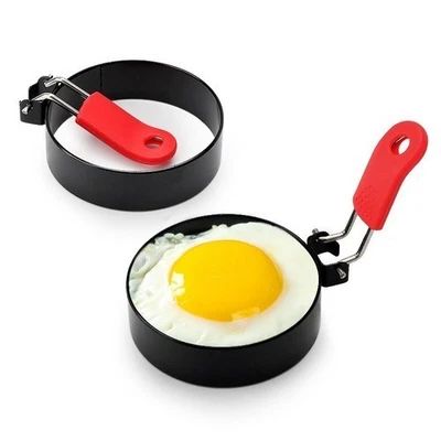 2 anillos antiadherentes para huevos fritos uniformes y formas de panqueques - Juego de herramientas de cocina Foto 1 de 4