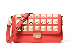 Bolso de Hombro Convertible Michael Kors Bradshaw Cuero Tachonado Sangría Nuevo con Etiquetas $398 - Imagen 1 de 3