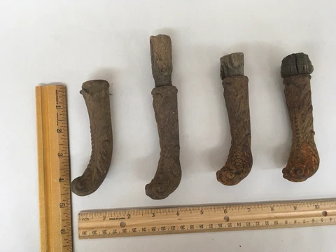 4 Large Vintage / Antique Table Leg Feet Metal Claws Hardware 4.5 Inch Tall Cover
