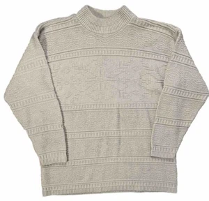 VTG Basic Editions Beige Sweater Mens Sz M/L 3/4 Sleeve Classic Retro - Picture 1 of 7