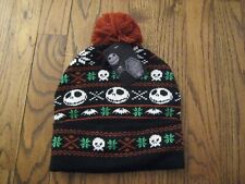 The Nightmare Before Christmas Holiday Print Knit Hat with Pom New!