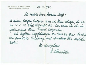 Autograph Udo von Alvensleben (1897-1962) Kunsthistoriker Dortmund-Bodelschwingh - Picture 1 of 4