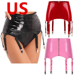 US Women's Skirts Sexy High Waist Belt Metal Buckles Eight Seamless Garter Belt - Picture 1 of 49