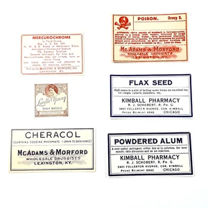 Lot Of 6 Apothecary - Medicine Labels - Near Mint - Picture 1 of 1