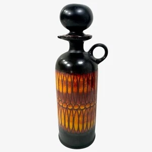 MCM Pitcher Eduardo Vega Signed Ceramic Pottery Hand Painted Black Orange 10” - Picture 1 of 8