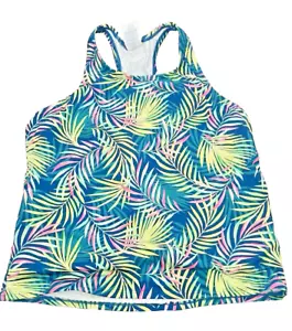 Lands End Baltic Teal Palm Underwire Tankini Women Size 16 SWIM TOP - Picture 1 of 3