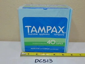 VINTAGE 1984 NOS TAMPAX 40 SUPER TAMPONS SEALED BOX MOVIE PROP 1980'S - Picture 1 of 8
