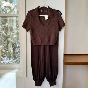 NWT Free People Nolan Sweater Set Pants Polo Sweater Matching Two Piece Small - Picture 1 of 14