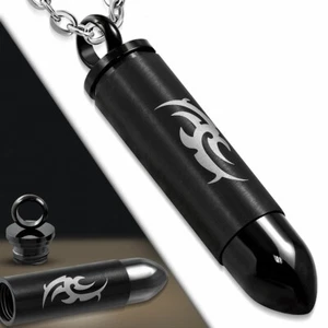 Pendentif homme munition balle noire motif tribal - Imagen 1 de 1