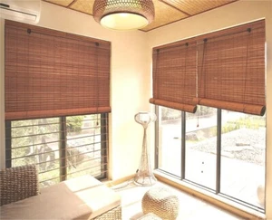 New Bamboo Roller Blind Window Hanging Sunshade Brown Curtain Divider 6 Sizes  - Picture 1 of 27