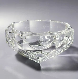 Vintage Crystal Art Glass Jewelry Tray Heavy Thick Dish Bowl Trinket Dish MCM - Picture 1 of 15