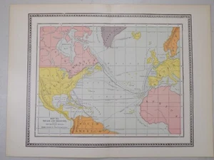 1901 Antique Map / VOYAGE & DISCOVERY, PRINCIPAL ROUTES OF EARLY NAVIGATORS - Picture 1 of 1