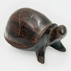 Vtg Hand Carved Turtle Ironwood 8" x 5" x 4” Sculpture Weighs Over 2 Pounds - Picture 1 of 10