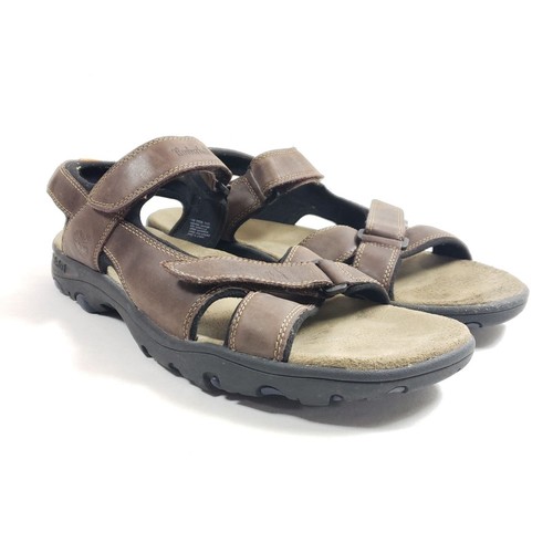 Timberland Sandali Uomo Pelle Marrone Cinturino Regolabile Taglia 14M Comodi e