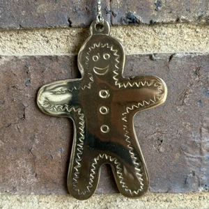 Solid Brass Gingerbread Man Christmas Ornament - Picture 1 of 4