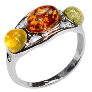 2.4g Authentic Baltic Amber 925 Sterling Silver Ring Jewelry N-A7496 s.8 - Picture 1 of 1