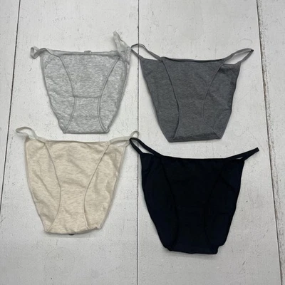 Skims Thong Underwear Womens Small 4 Pack Cotton Stretch Gray Black Neutral - Image 1 of 4