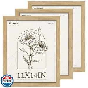 TENIBYC 11x14 Bilderrahmen 3er Pack, Eiche hell Fotorahmen mit HD Tempered Gl - Bild 1 von 5