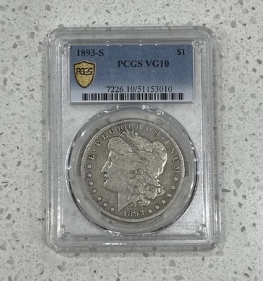 1893-S Morgan Silver Dollar PCGS VG10 Key Date Beautiful Coin - Image 1 of 4