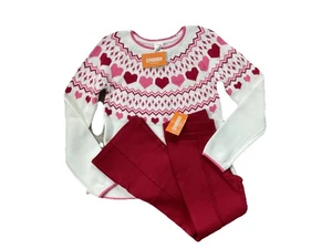 Gymboree Girls 7/8 Set White Intarsia Hearts LS Sweater 8 & Ponte Jeggings NWT - Picture 1 of 5