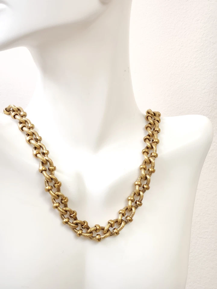 复古 COOKIE LEE 签名 Chunky 金绳缆链 带环 厚项链 — 第 1/4 张图片