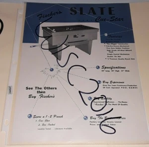 Original Cue Star Pool Table Coin-Op Promo Flyer by Fischer  - Picture 1 of 2