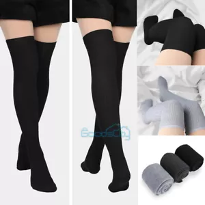 1~3 Pairs Women Girl Bar Knit Long Boot Socks Over Knee Thigh High Warm Stocking - Picture 1 of 24