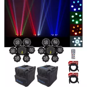 (2) Chauvet DJ Helicopter Q6 DMX Rotating Dance Floor Lights+Remote+Bags+Cables - Picture 1 of 10