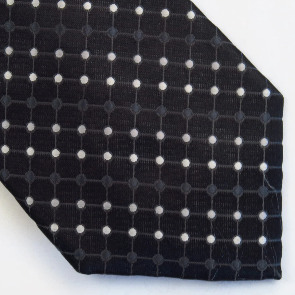 Corbata de cuello Saddlebred negra gris a cuadros a lunares para hombre 64x3,5 XL larga elegante Foto 1 de 4