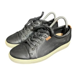 Ecco soft 7 sneaker women's EU 39 8-8.5 black leather nubuck casual shoes - Imagen 1 de 8