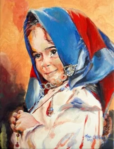 Quadro Costume sardo - BAMBINA DI SEUI - acrilico su cartoncino telato - Foto 1 di 1