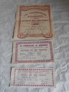 Vintage share certificate recipts Les cooperateurs de Normandie 1948 - Picture 1 of 3