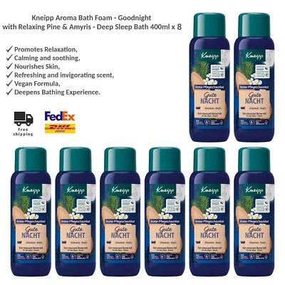 Espuma de baño vegana Kneipp Goodnight con extracto de pino calmante - sueño profundo 8x400 ml Foto 1 de 3