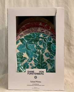 DVF Diane Von Furstenberg Floral Toile 4pc Salad Plate Set Target RARE New - Picture 1 of 4