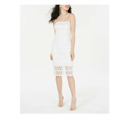 Vestido Vaina B Darlin Junior Para Mujer 7/8 Blanco Sobre Blanco Sin Tirantes Encaje Nuevo con Etiquetas Foto 1 de 4