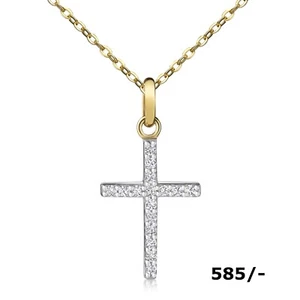 Kreuz Anhänger mit kleinen Zirk 585 Gold 20,4 mm  40,45,50 cm  Goldketten - Imagen 1 de 33