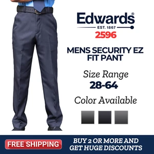 Edwards 2596 Mens 100% Polyester Security Ez Fit Flat Front Traditional Fit Pant - Picture 1 of 3
