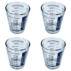 4x Avanti Glass 30ml Mini Multi Kitchen Baking/Cooking Food Measuring Cup Clear - Picture 1 of 2
